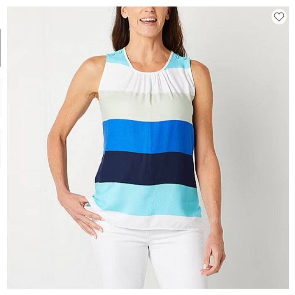 Liz Claiborne Womens Round Neck Sleeveless Blouse. M